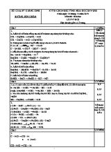 Đáp án đề thi chọn học sinh giỏi môn Hóa học Lớp 9 THCS - Năm học 2019-2020 - Sở giáo dục và đào tạo Quảng Bình
